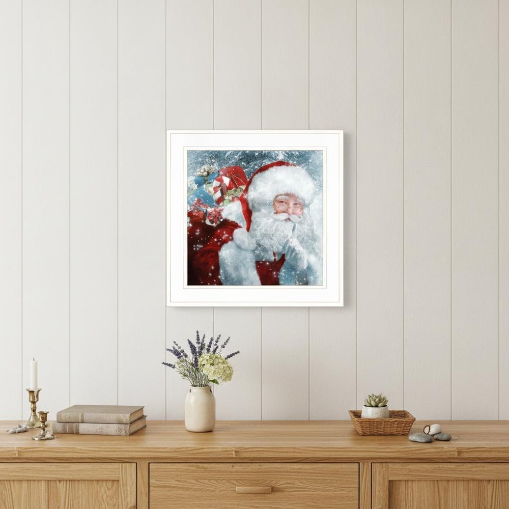 Santa with Presents 1 White Framed Print Wall Art — view 1