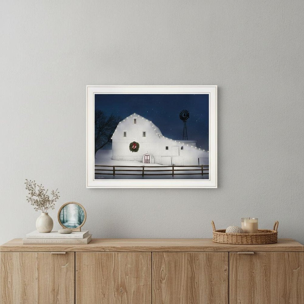 Christmas Starry Night 1 White Framed Print Wall Art HomeRoots
