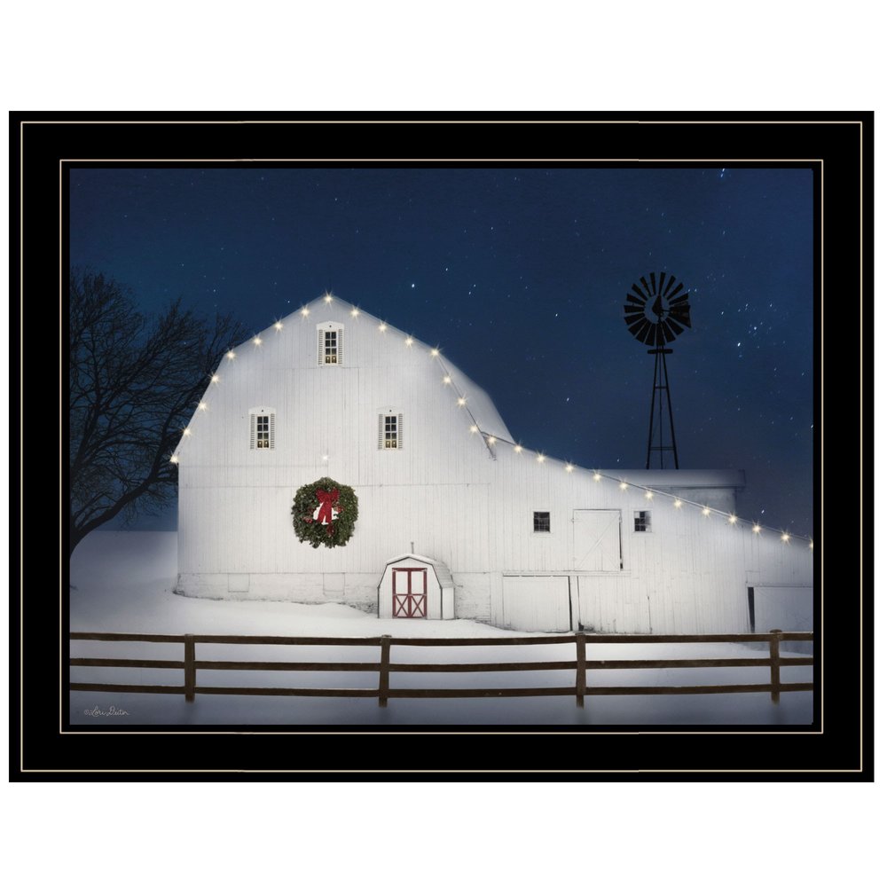 Christmas Starry Night 2 Black Framed Print Wall Art — view 1