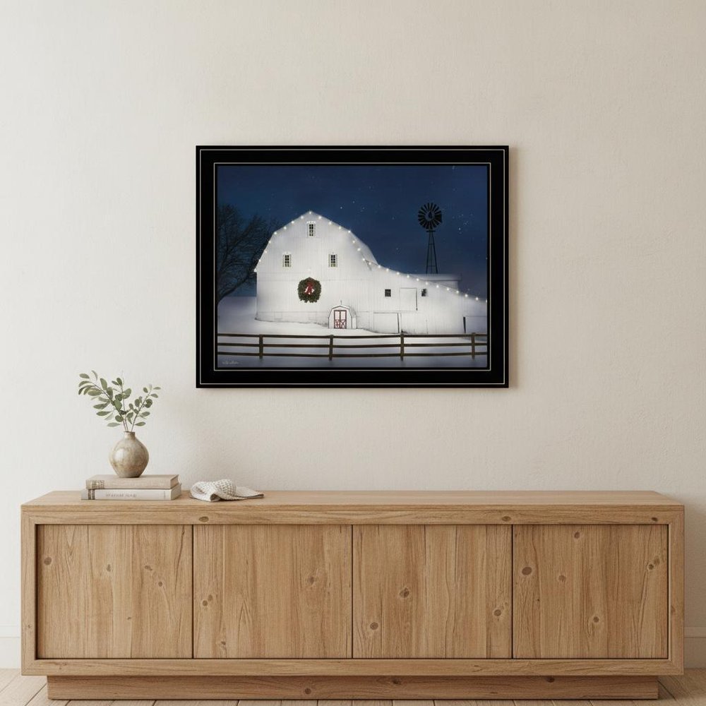 Christmas Starry Night 2 Black Framed Print Wall Art HomeRoots