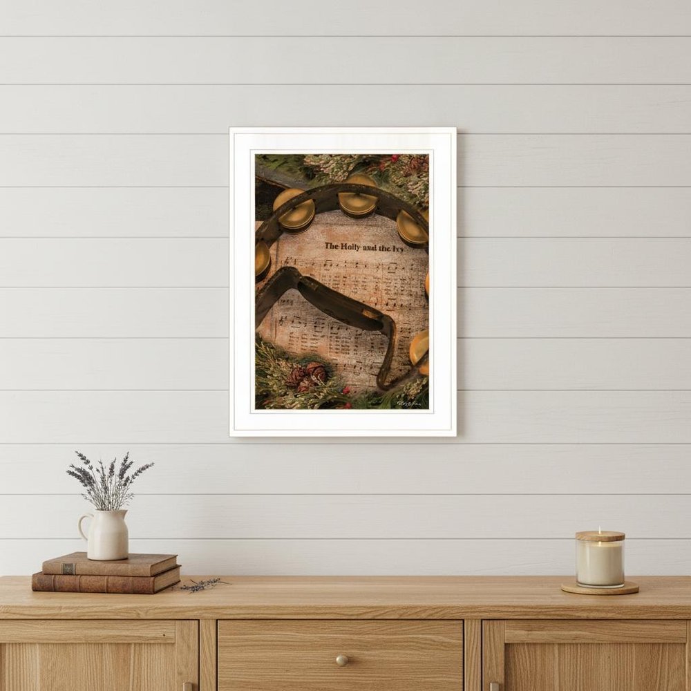 Holly and Ivy 1 White Framed Print Wall Art — view 5