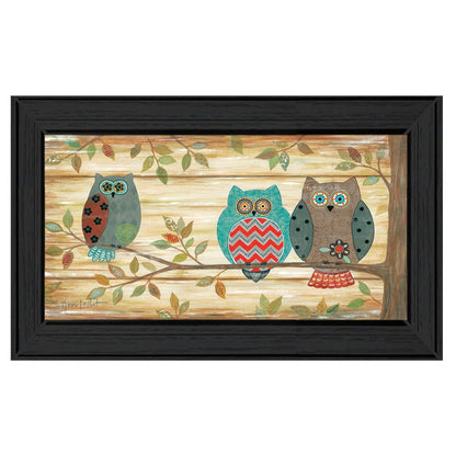 Three Wise Owls 3 Black Framed Print Wall Art HomeRoots
