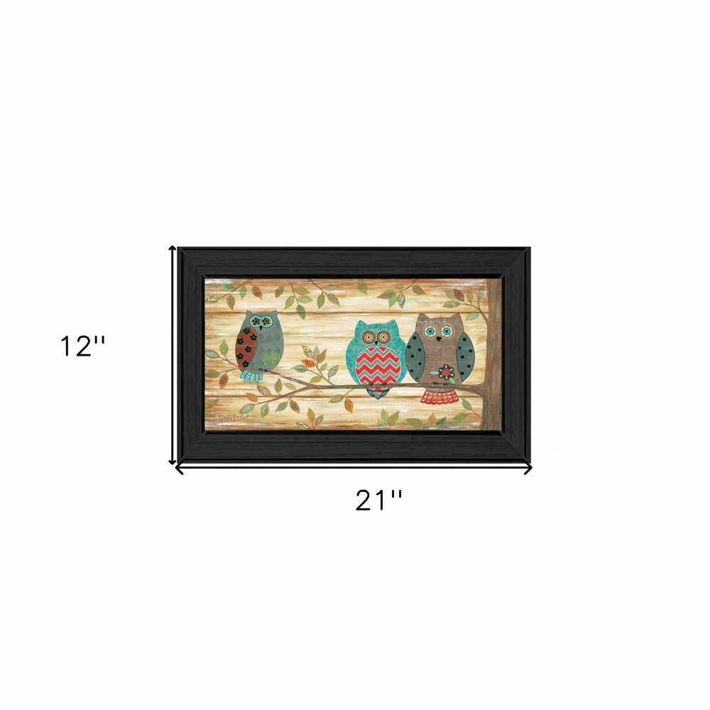 Three Wise Owls 3 Black Framed Print Wall Art — view 3