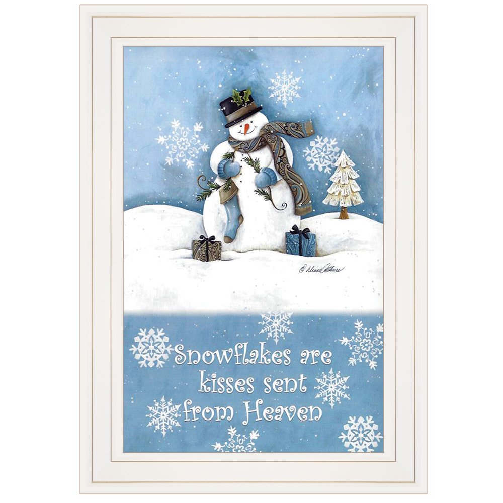 Trendy Snowman 1 White Framed Print Wall Art — view 1