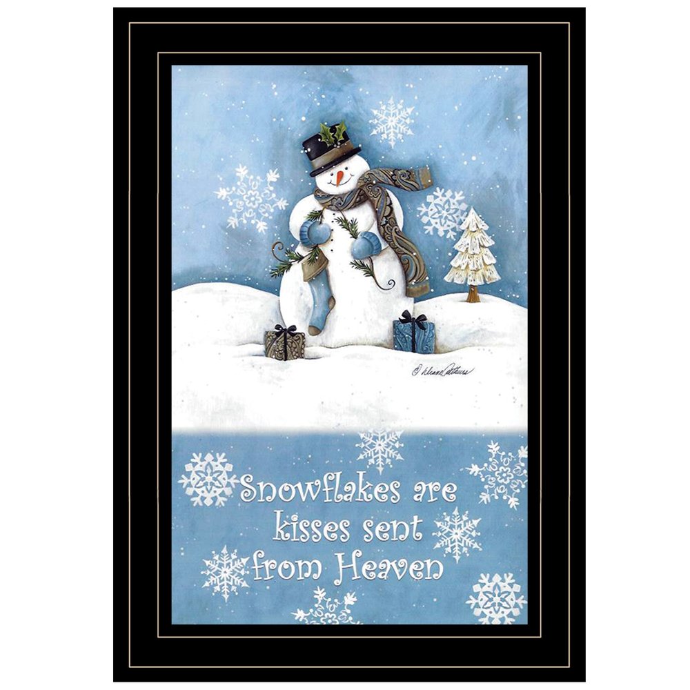 Trendy Snowman 3 Black Framed Print Wall Art — view 1