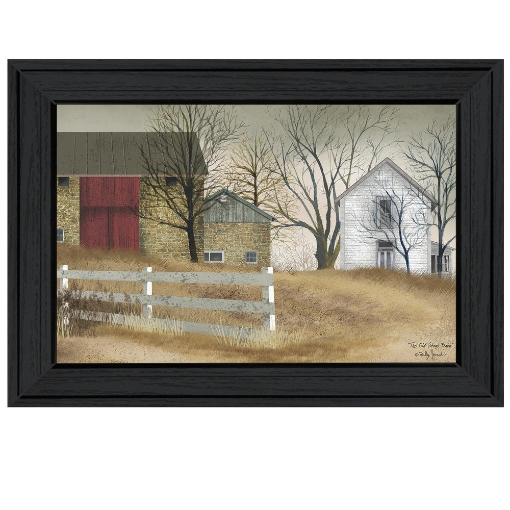 Old Stone Barn Black Framed Print Wall Art — view 1