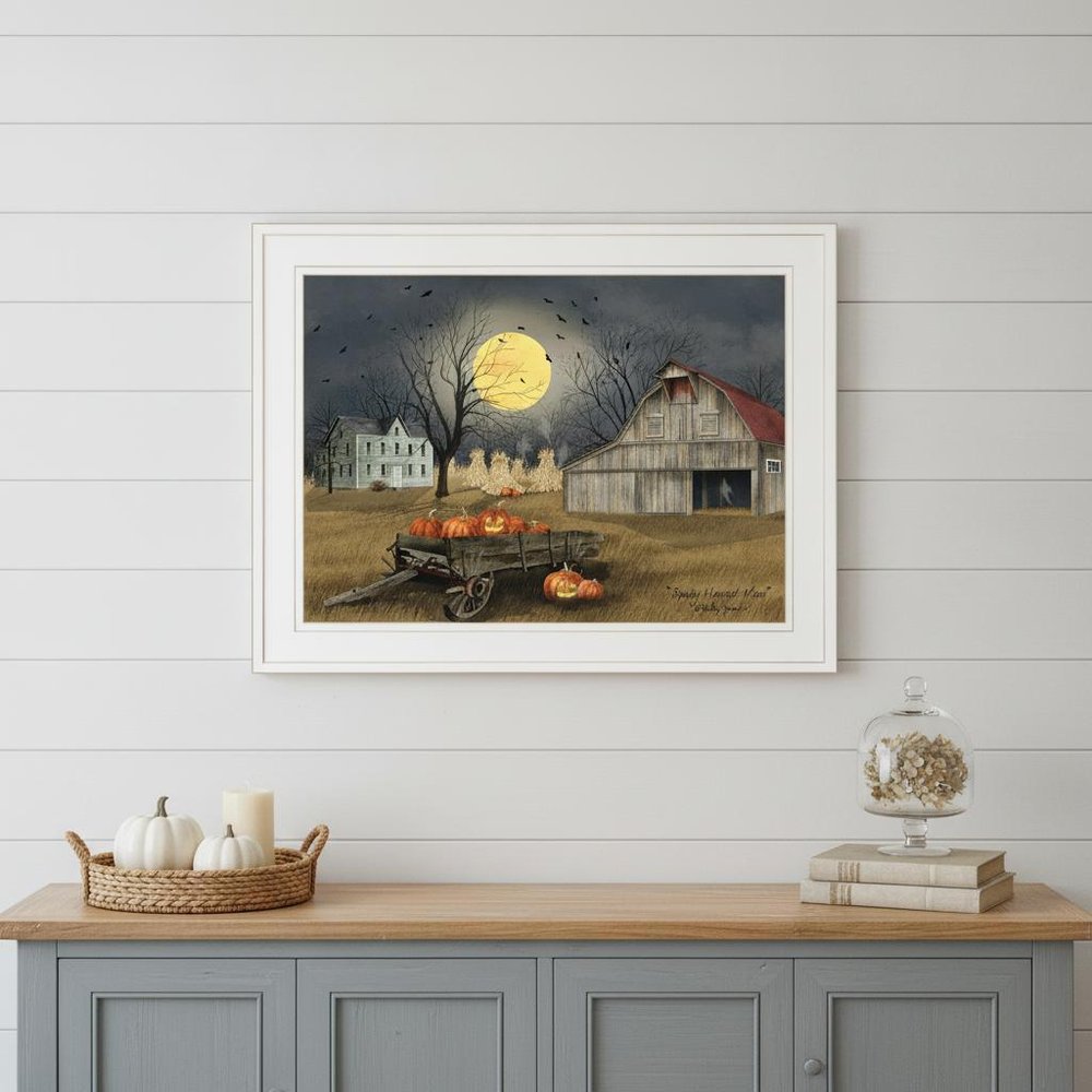Spooky Harvest Moon 2 White Framed Print Kitchen Wall Art HomeRoots