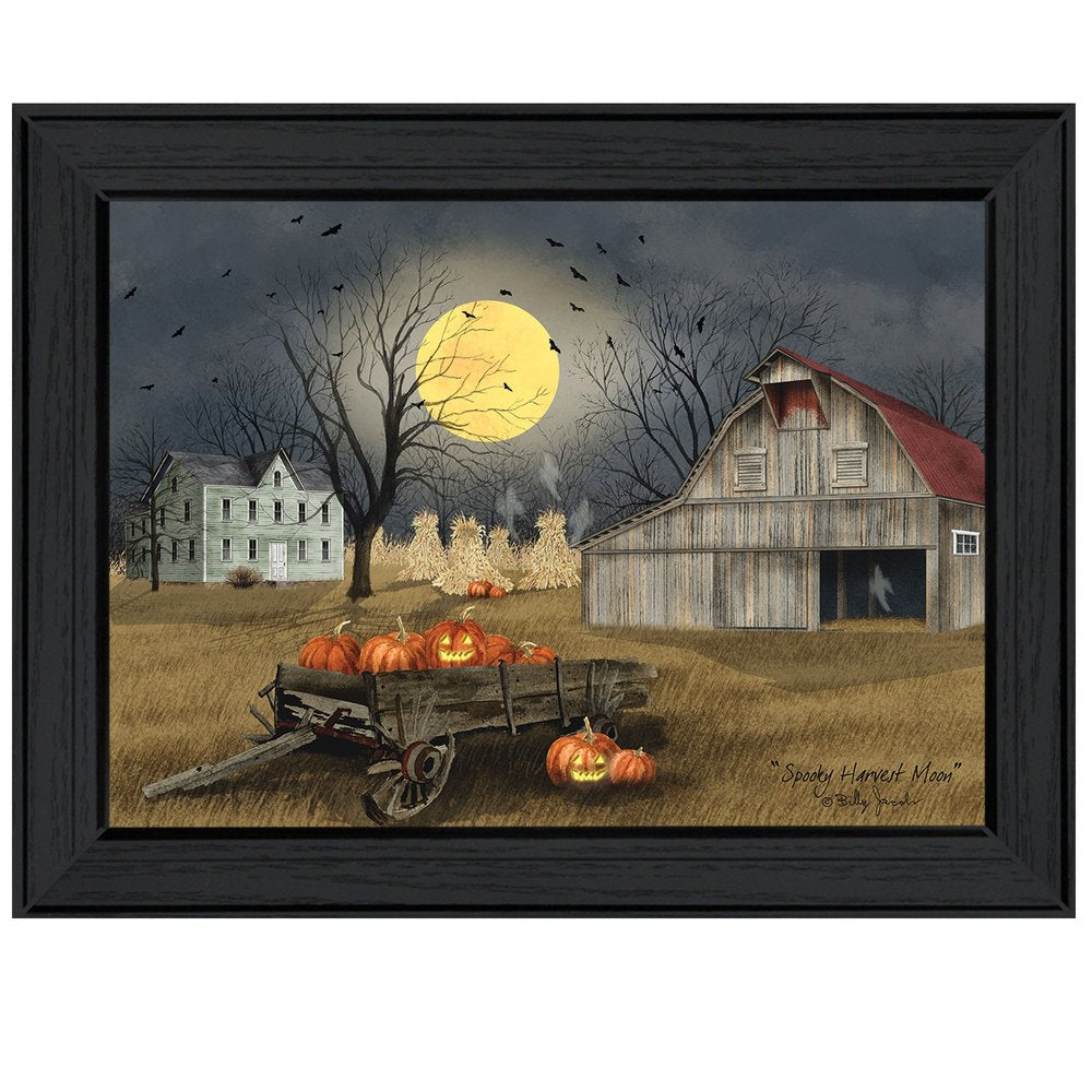 Spooky Harvest Moon 3 Black Framed Print Kitchen Wall Art HomeRoots