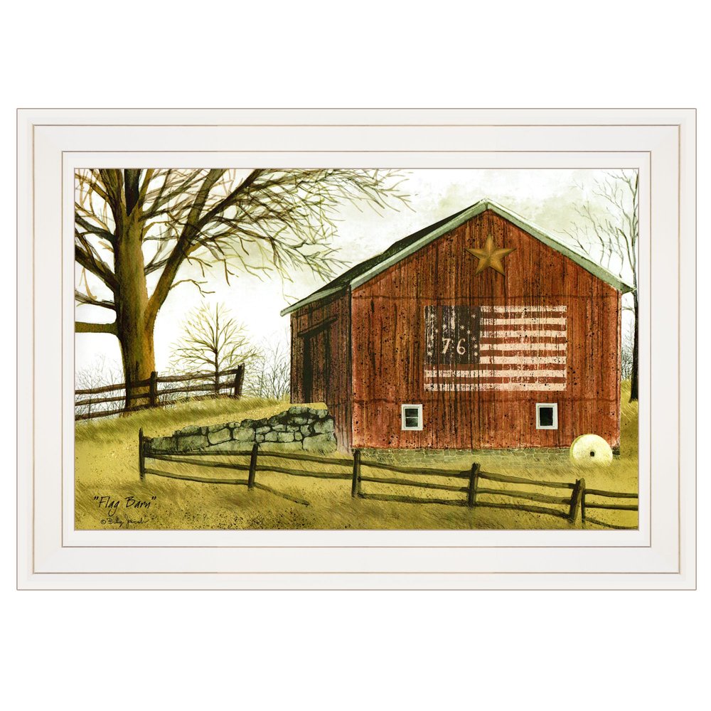 Flag Barn 1 White Framed Print Wall Art — view 1