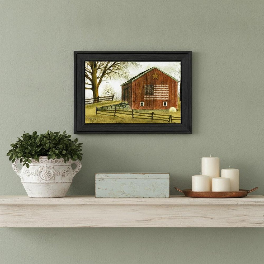 Flag Barn 2 Black Framed Print Wall Art — view 5