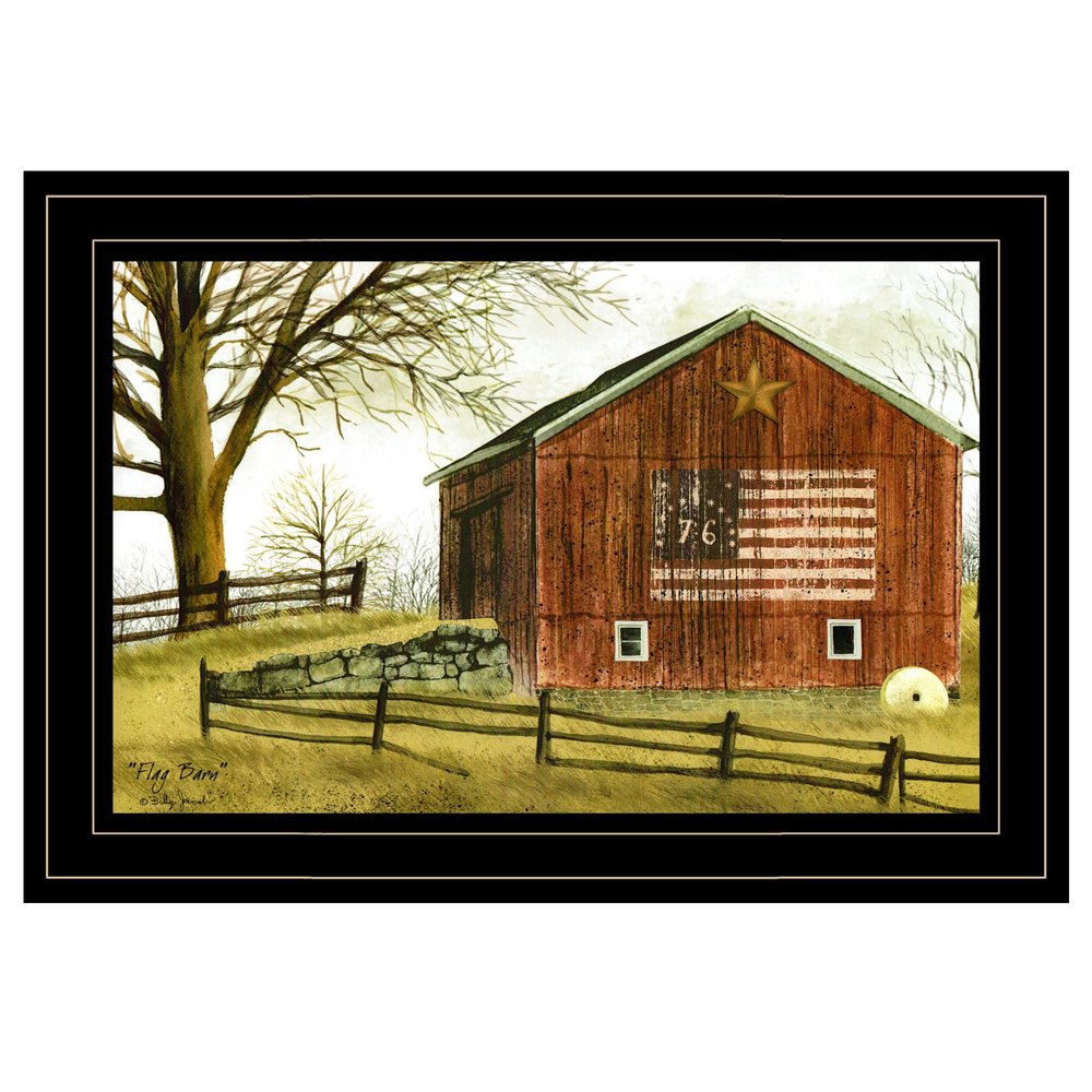 Flag Barn 3 Black Framed Print Wall Art HomeRoots