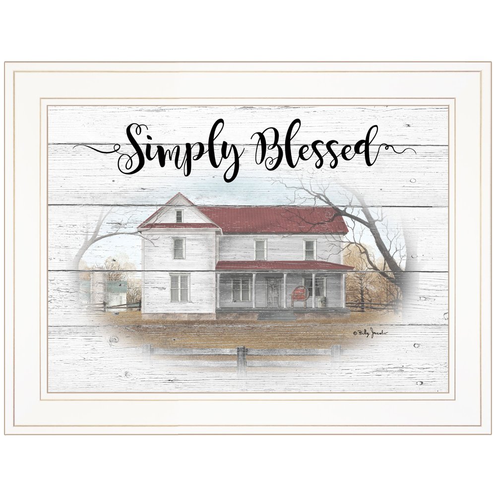 Simply Blessed Farmhouse White Framed Print Wall Art HomeRoots