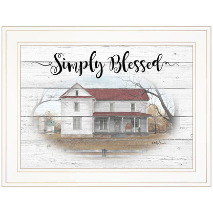 Simply Blessed Farmhouse White Framed Print Wall Art HomeRoots