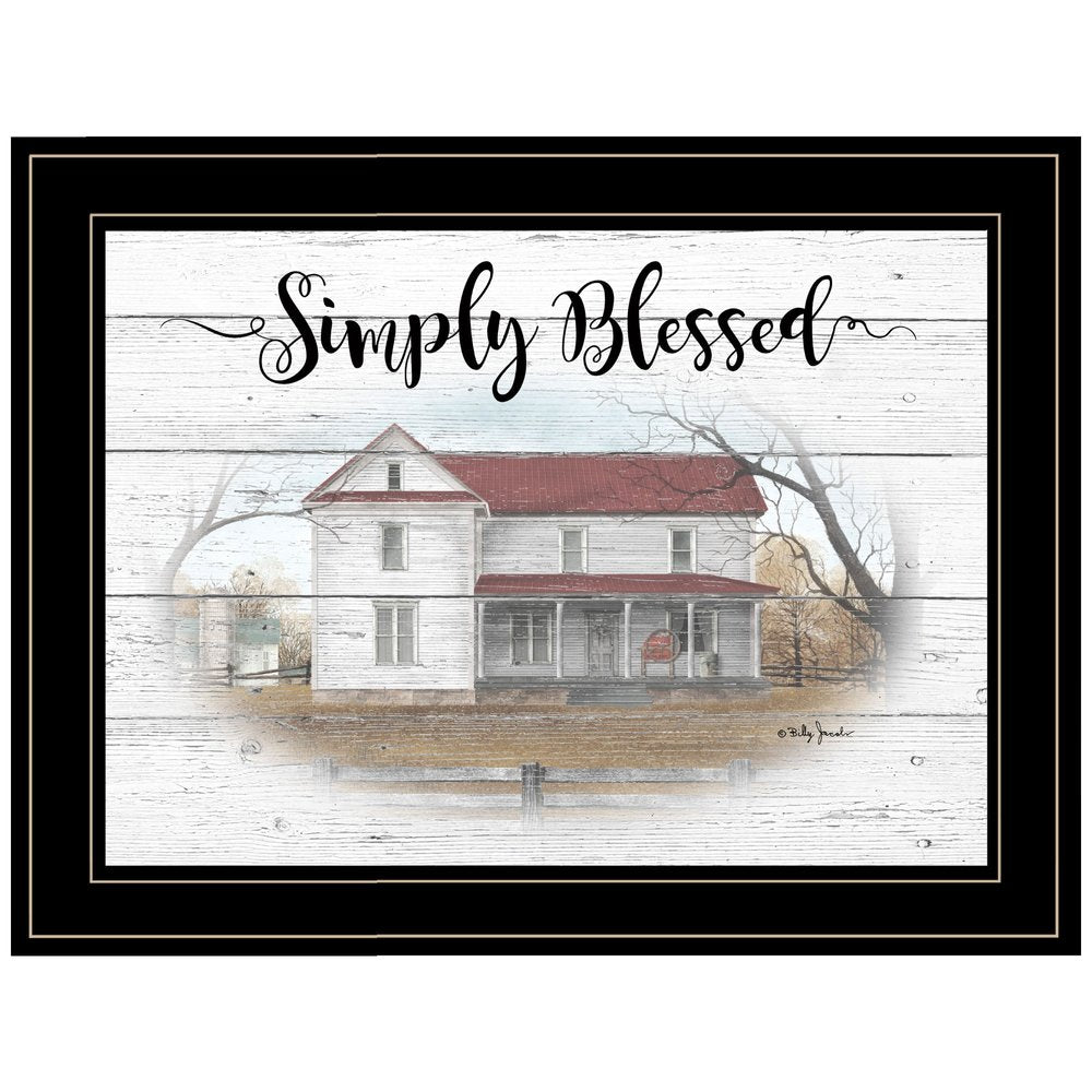 Simply Blessed Farmhouse Black Framed Print Wall Art HomeRoots