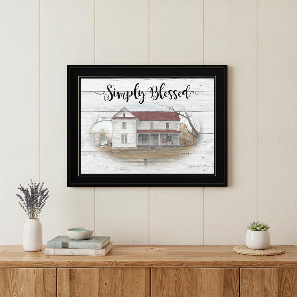 Simply Blessed Farmhouse Black Framed Print Wall Art HomeRoots