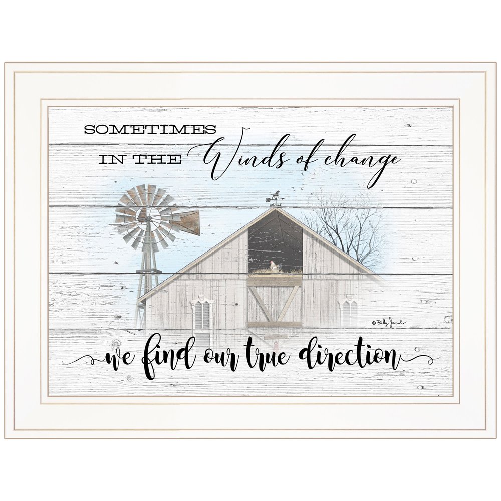 Winds Of Change Windmill on the Farm White Framed Print Wall Art — view 1
