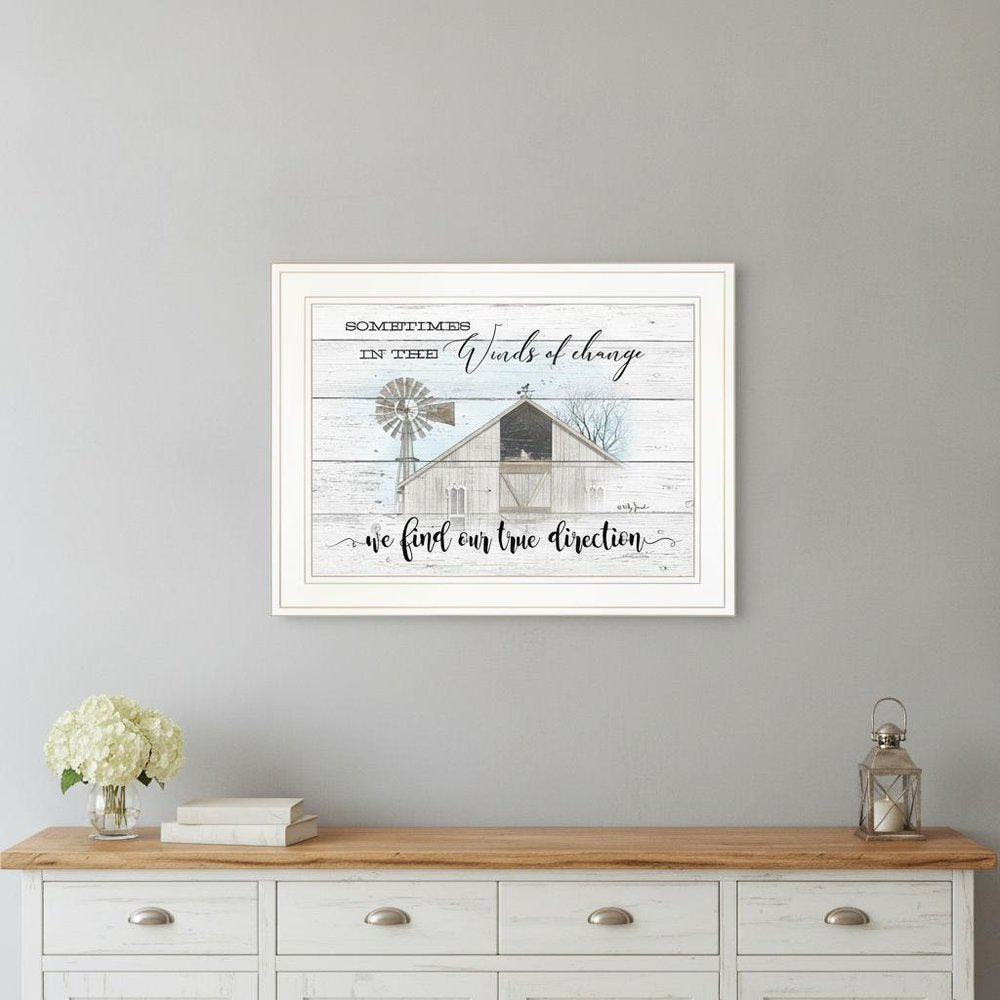Winds Of Change Windmill on the Farm White Framed Print Wall Art HomeRoots
