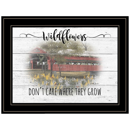 Wildflowers Covered Bridge Black Framed Print Wall Art HomeRoots