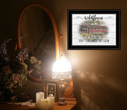 Wildflowers Covered Bridge Black Framed Print Wall Art HomeRoots