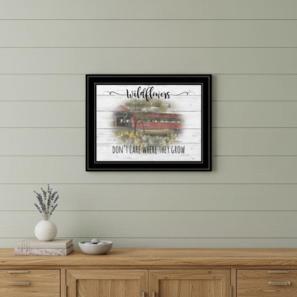 Wildflowers Covered Bridge Black Framed Print Wall Art HomeRoots