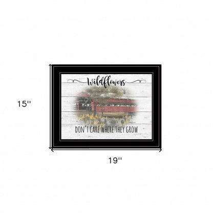 Wildflowers Covered Bridge Black Framed Print Wall Art HomeRoots