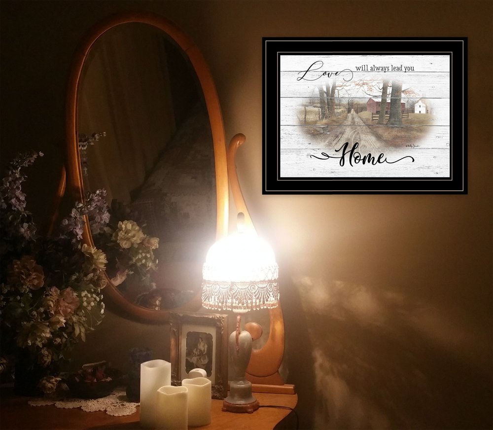 Love Will Always Lead You Home Farmhouse Black Framed Print Wall Art — view 2