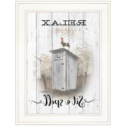 Relax Sit A Spell  White Framed Print Bathroom Wall Art HomeRoots