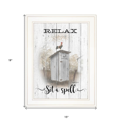 Relax Sit A Spell  White Framed Print Bathroom Wall Art HomeRoots