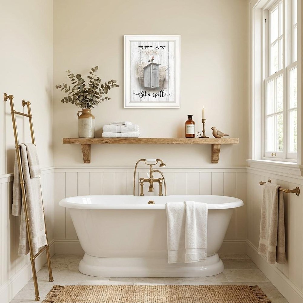 Relax Sit A Spell  White Framed Print Bathroom Wall Art HomeRoots