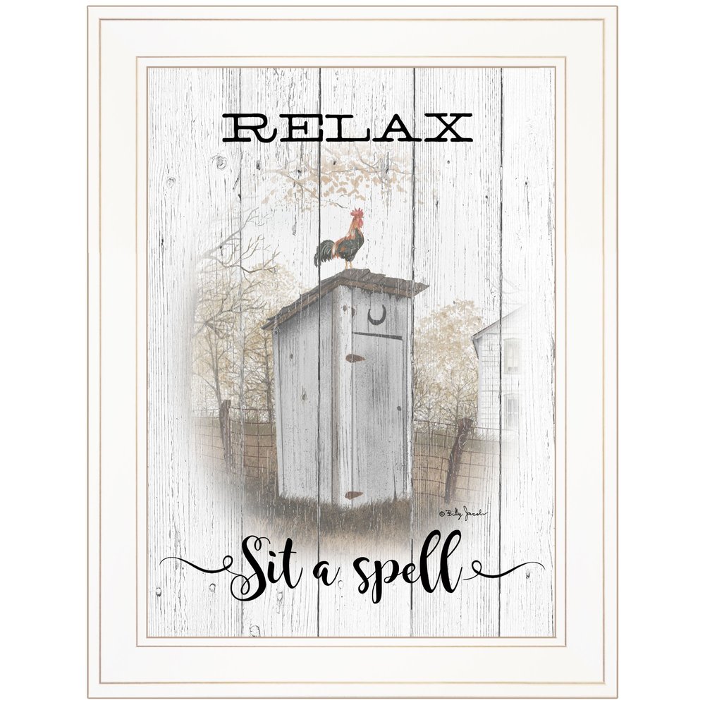 Relax Sit A Spell  White Framed Print Bathroom Wall Art HomeRoots