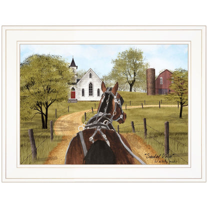 Amish on Sunday Drive 1 White Framed Print Wall Art HomeRoots