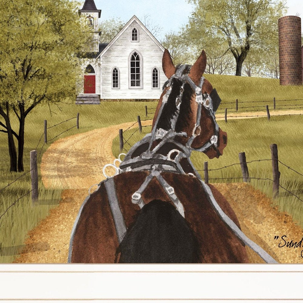 Amish on Sunday Drive 1 White Framed Print Wall Art — view 3