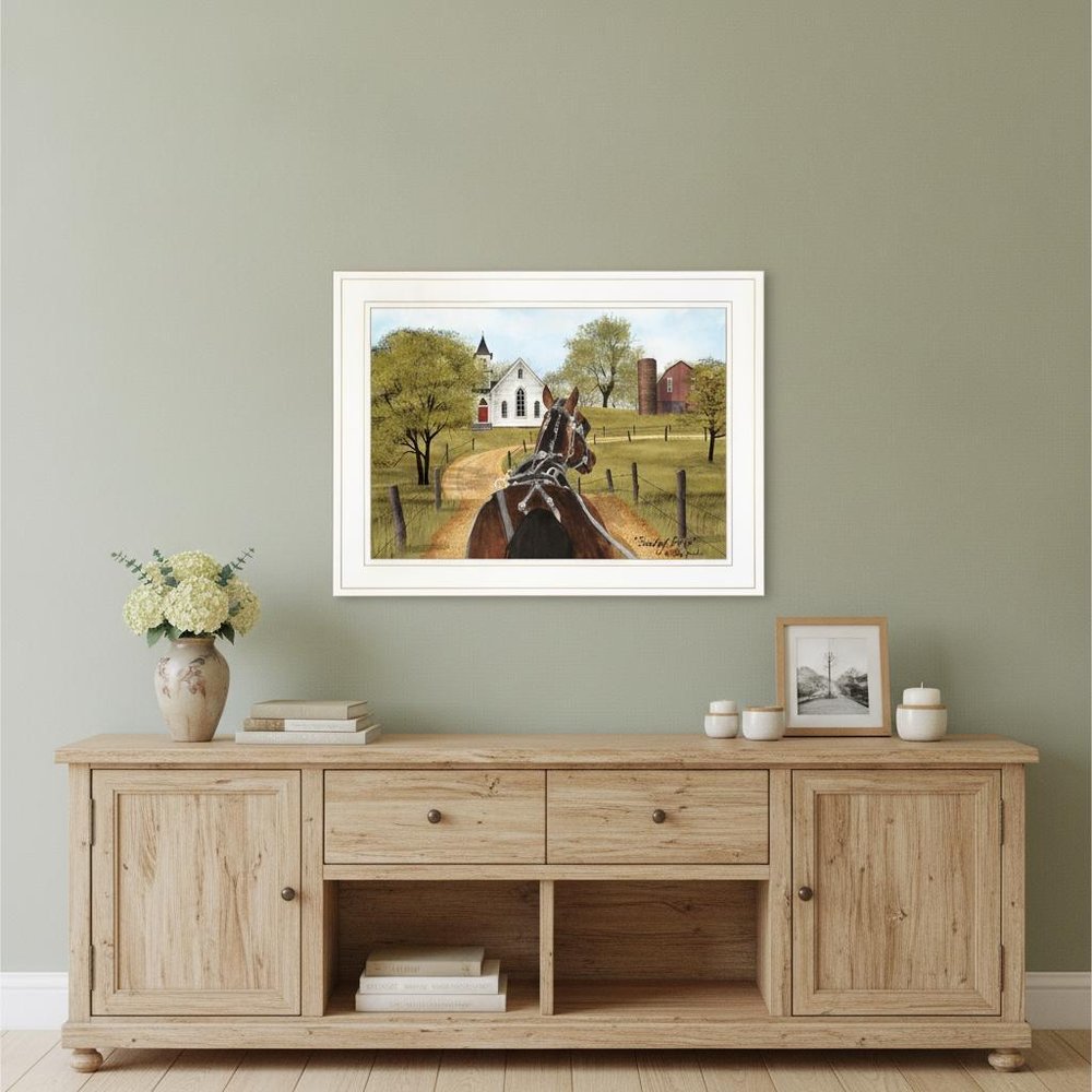 Amish on Sunday Drive 1 White Framed Print Wall Art HomeRoots