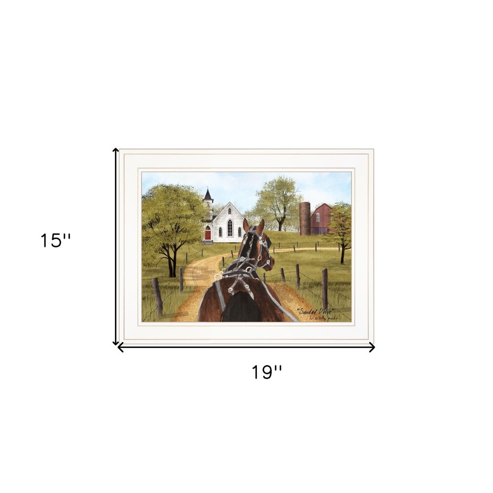 Amish on Sunday Drive 1 White Framed Print Wall Art HomeRoots