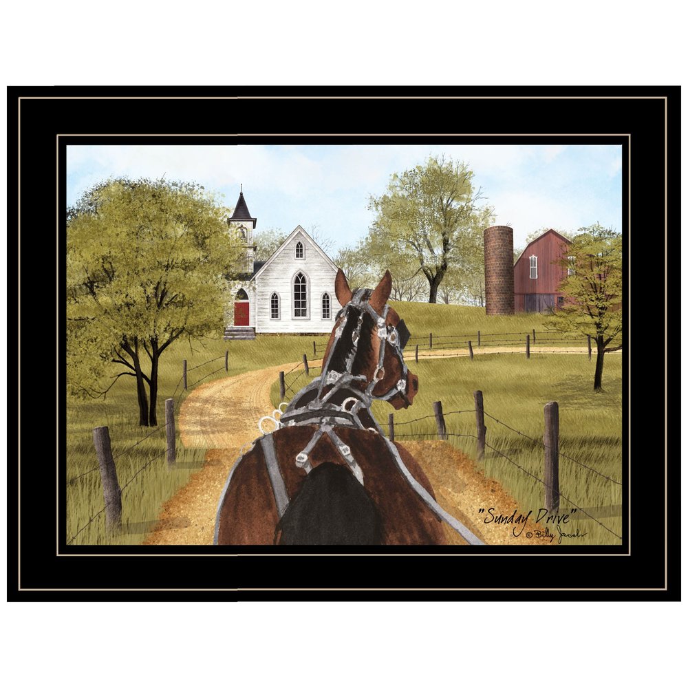 Amish on Sunday Drive 2 Black Framed Print Wall Art HomeRoots