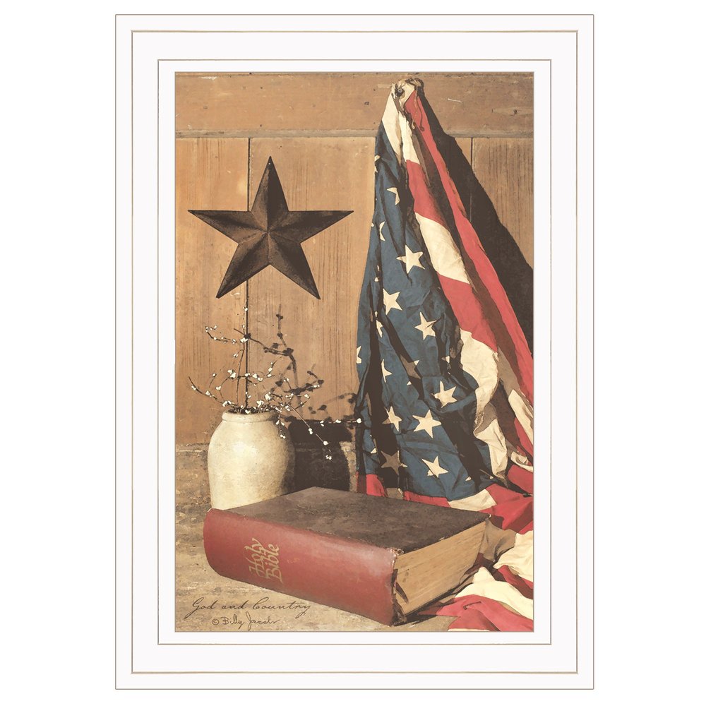 God and Country 1 White Framed Print Wall Art — view 1