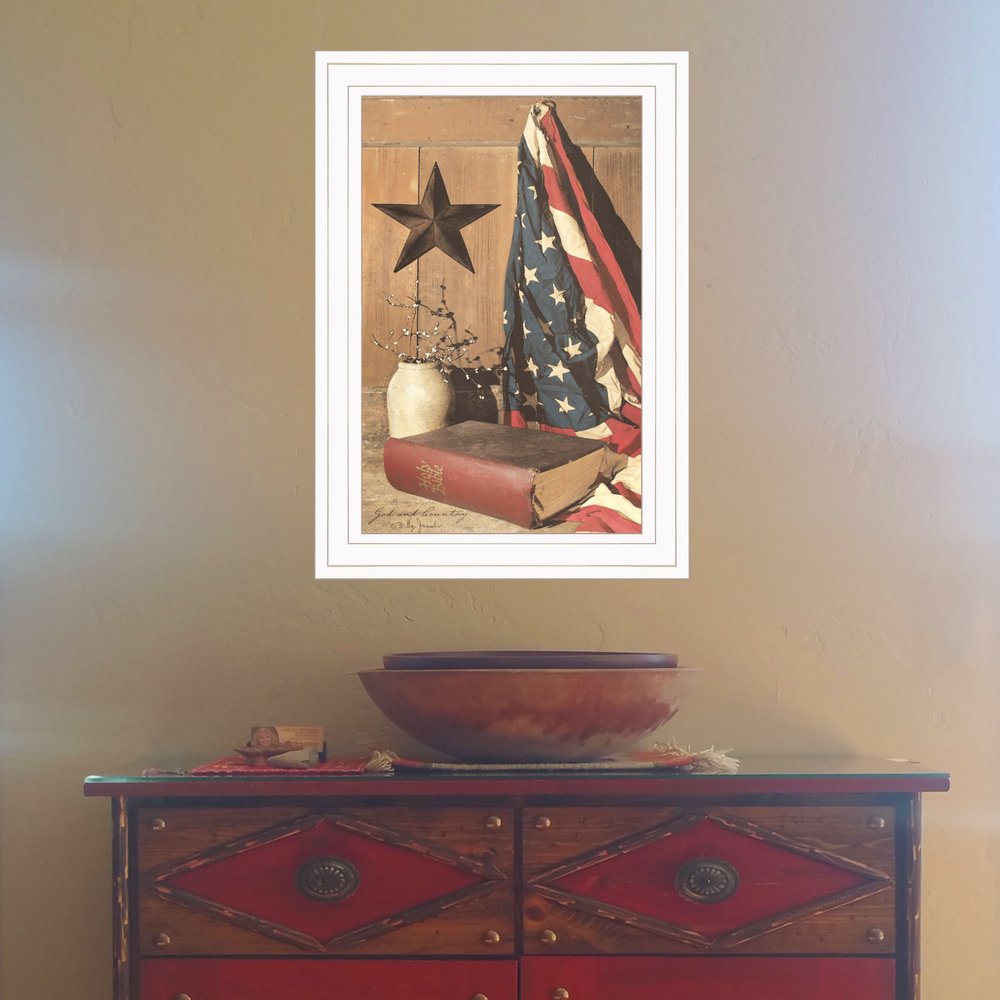 God and Country 1 White Framed Print Wall Art HomeRoots