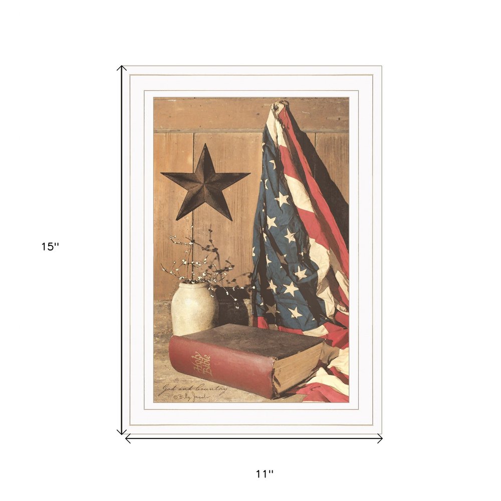 God and Country 1 White Framed Print Wall Art — view 4