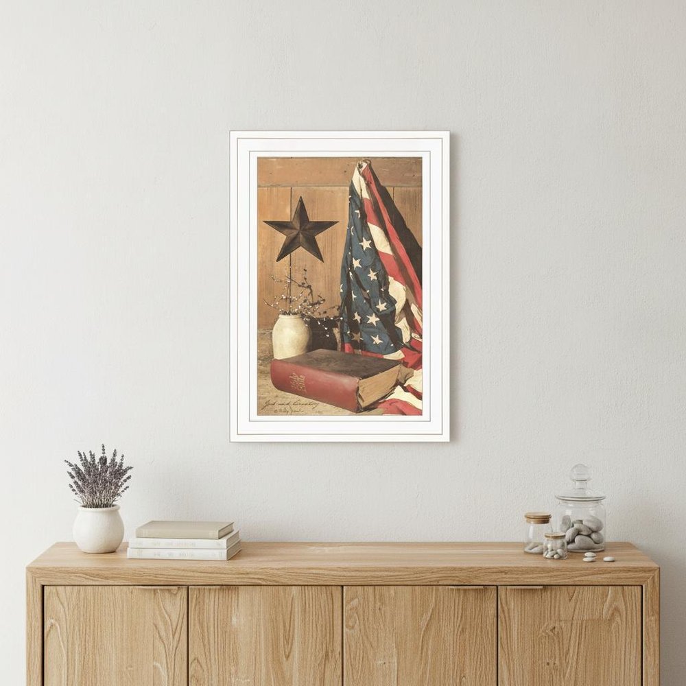 God and Country 1 White Framed Print Wall Art HomeRoots