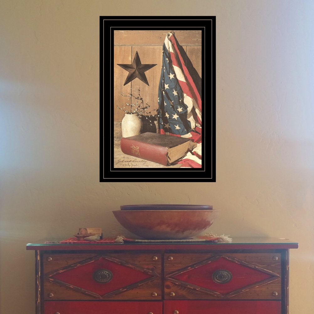 God and Country 3 Black Framed Print Wall Art — view 2