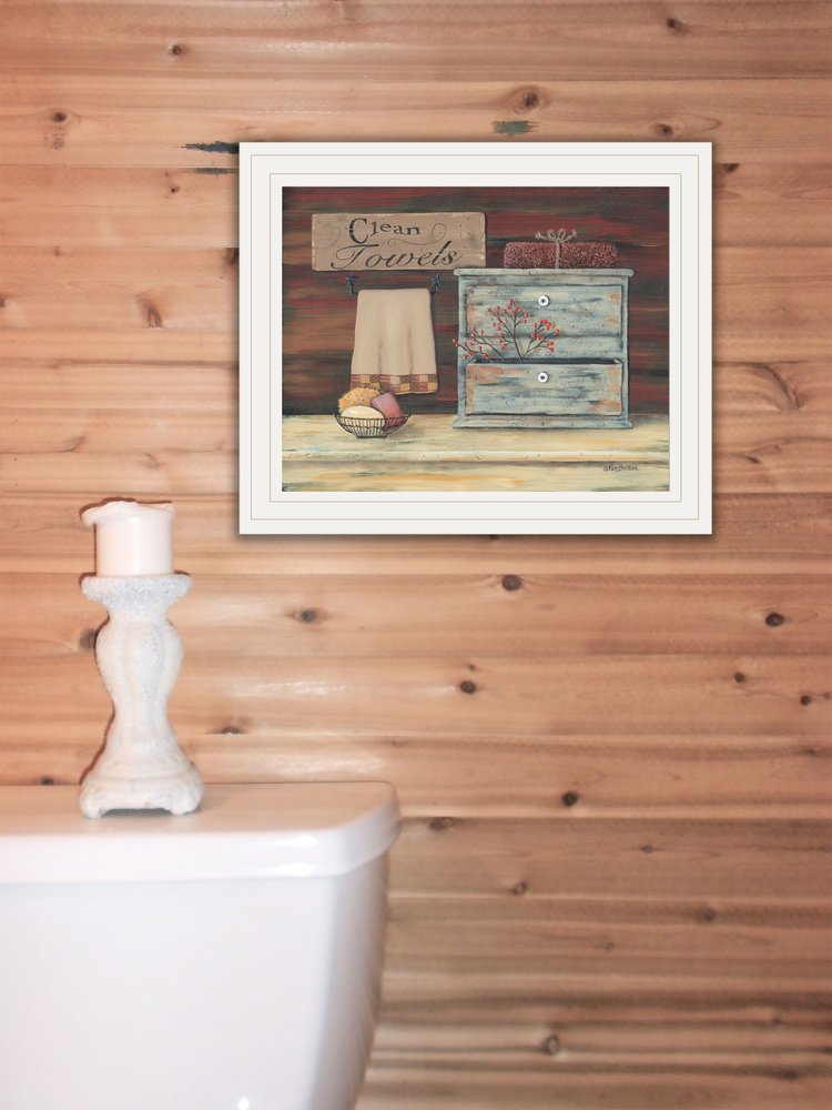 Clean Towels 2 White Framed Print Bathroom Wall Art — view 2