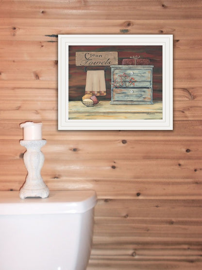 Clean Towels 2 White Framed Print Bathroom Wall Art HomeRoots