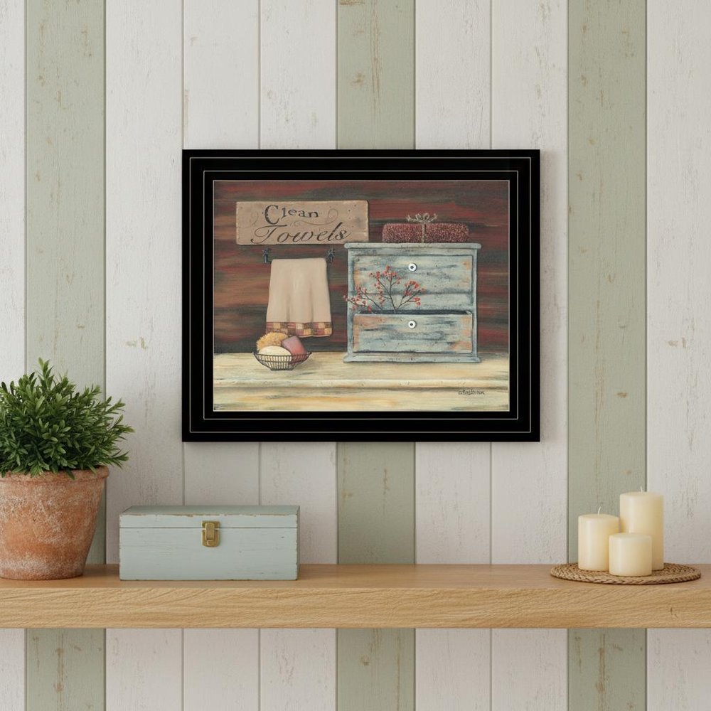 Clean Towels 3 Black Framed Print Bathroom Wall Art — view 4