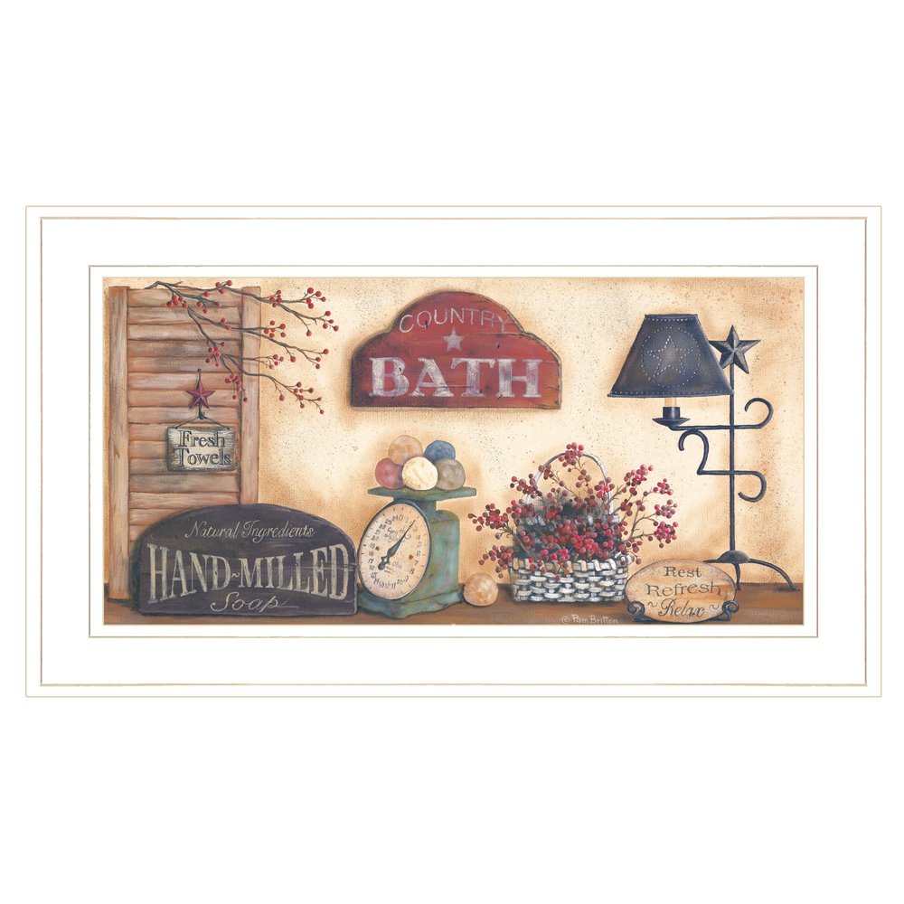 Country Bath 8 White Framed Print Bathroom Wall Art — view 1