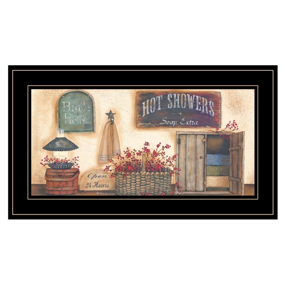 Bath House Collection 3 Black Framed Print Bathroom Wall Art — view 1
