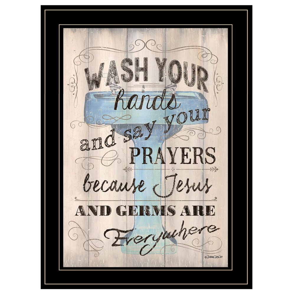 Wash Your Hands 4 Black Framed Print Bathroom Wall Art — view 1