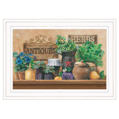 Antiques and Herbs 1 White Framed Print Kitchen Wall Art HomeRoots