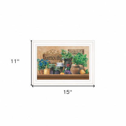 Antiques and Herbs 1 White Framed Print Kitchen Wall Art HomeRoots