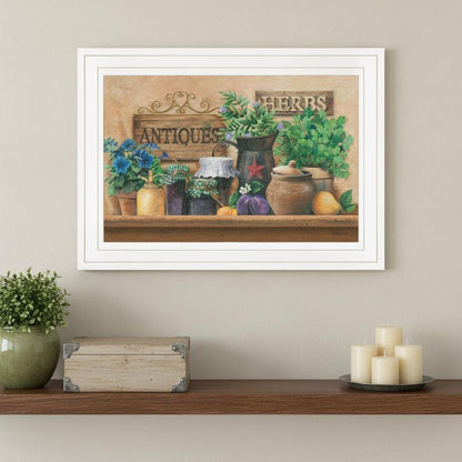 Antiques and Herbs 1 White Framed Print Kitchen Wall Art HomeRoots