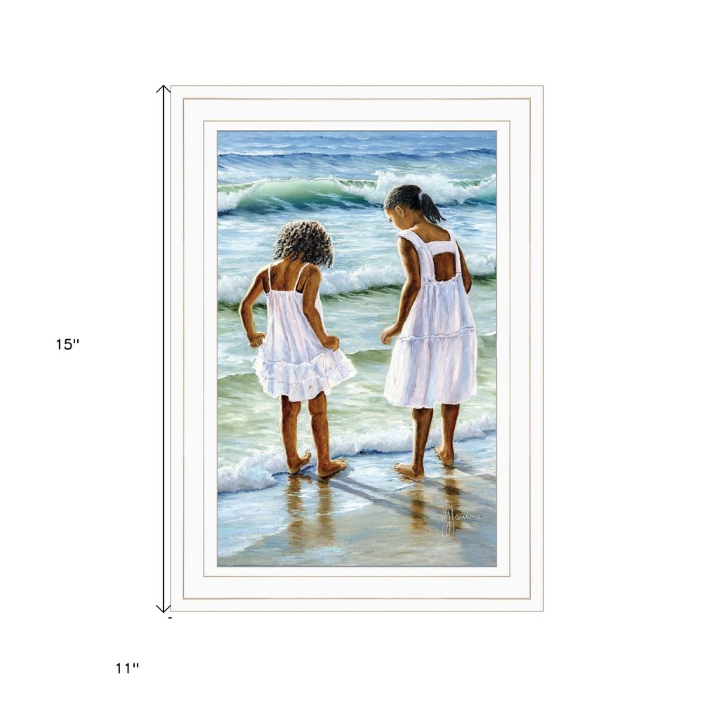 Two Girls at the Beach 2 White Framed Print Wall Art HomeRoots